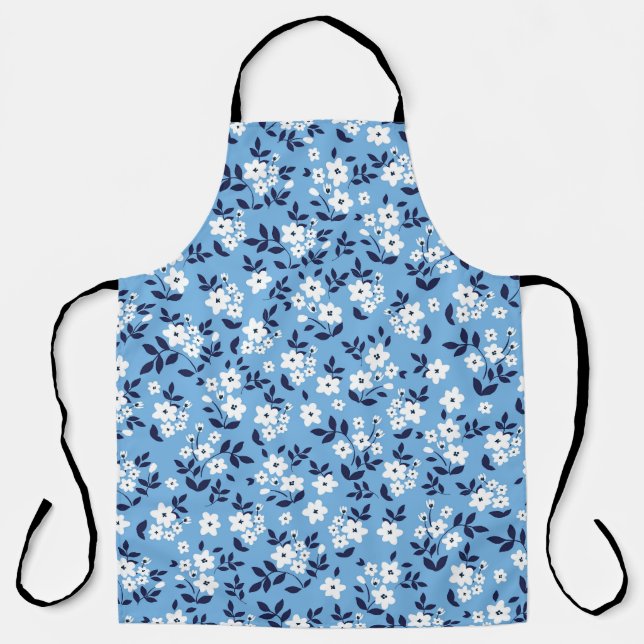 Tablier Bleu, Fleurs blanches : Vintage (Recto)