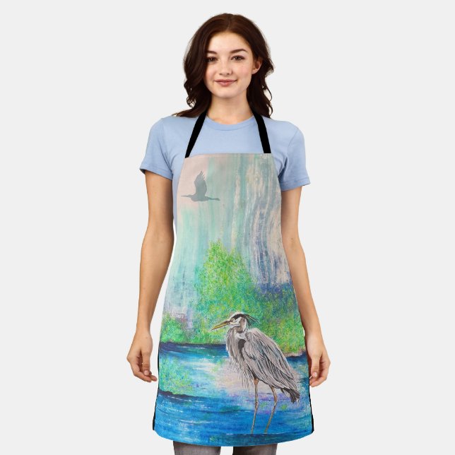 Tablier Bleu Heron Apron (Porté)