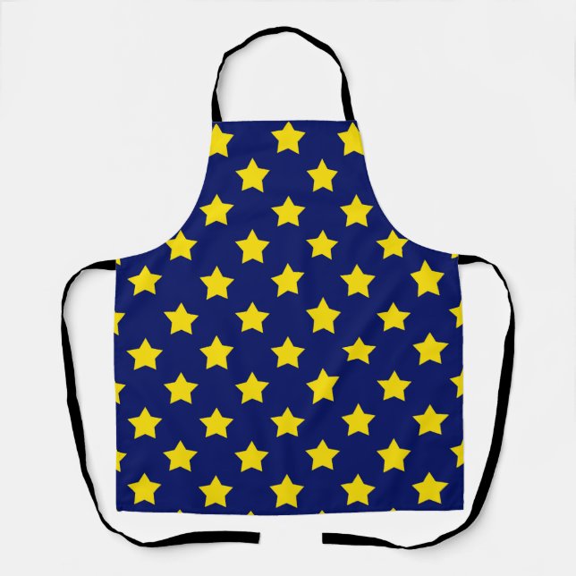 Tablier Bleu Jaune Etoiles Motif (Recto)