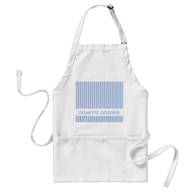 Tablier Bleu Lilac White Stripes blanc déesse Apron (Devant)