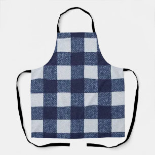 Tablier Bleu marine et blanc moderne à damier total