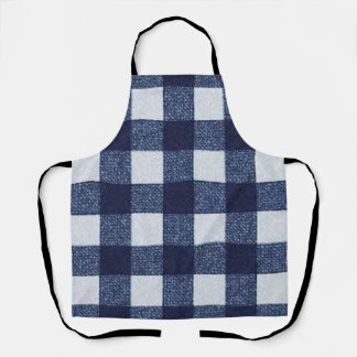 Tablier Bleu marine et blanc moderne à damier total
