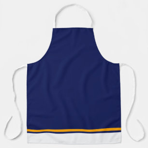 Tablier Bleu Marine Profond Hem Jaune Bleu Rayures de cour