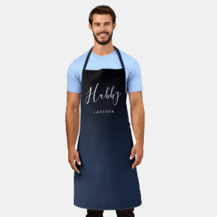 Tablier Bleu marine simple personnalisation hubby