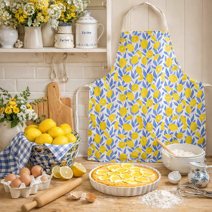 Tablier Bleu Méditerranéen aux Citrons