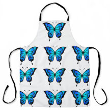 Tablier bleu Motif Papillon