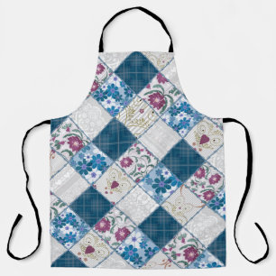 Tablier Bleu motif rustique à la mode  de déchirures de ti