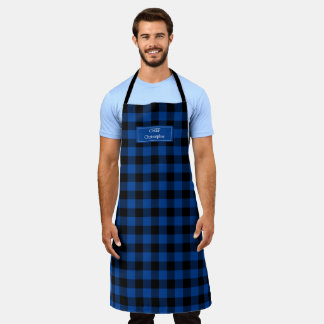 Tablier Bleu noir bison Plaid bûcheron personnalisé