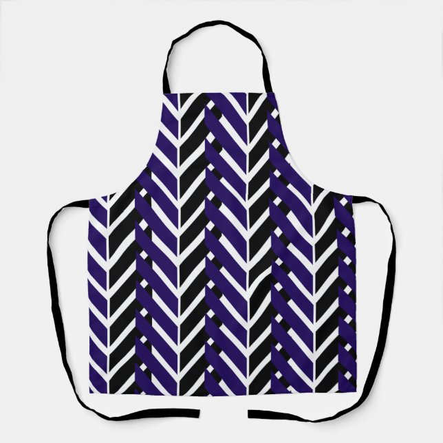 Tablier Bleu noir Chevron Zigzag (Recto)