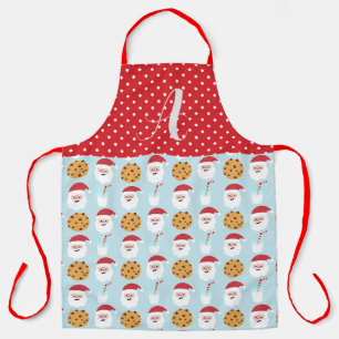 Tablier Bleu Père Noël Lait et Cookies Apron, Grand Apron