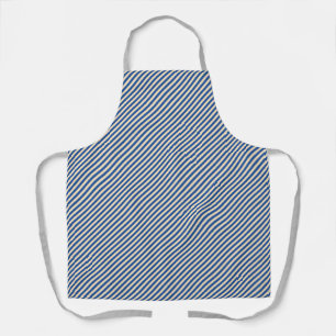 Tablier Bleu Pinstripe Gris Lanières Chef