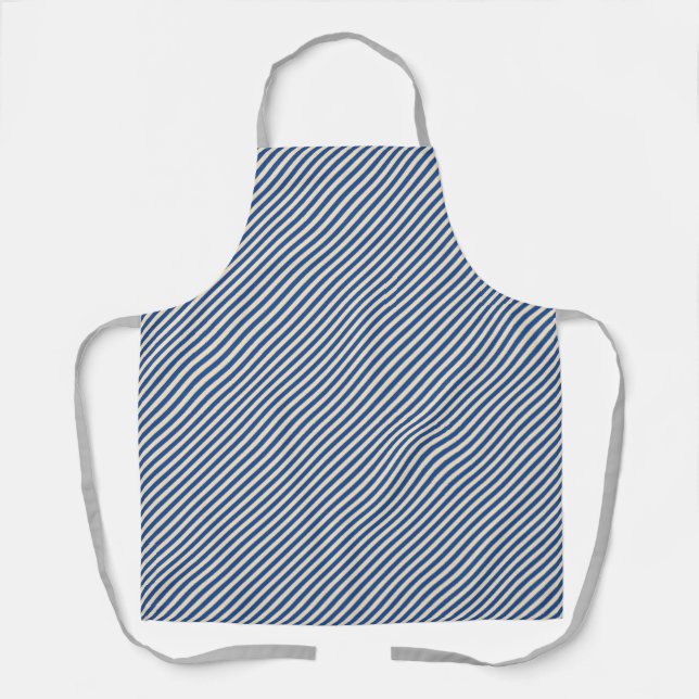 Tablier Bleu Pinstripe Gris Lanières Chef (Recto)