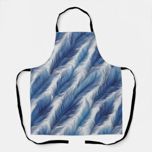 Tablier Bleu Plumes Motif