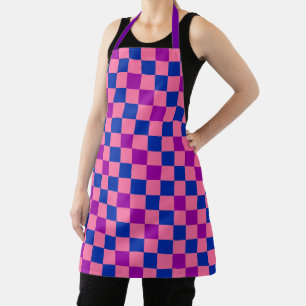 Tablier Bleu Rose Violet Motif à Carreaux Design