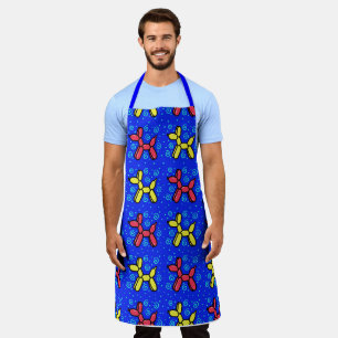 Tablier Bleu, Rouge, Chiens De Ballons Jaunes Apron