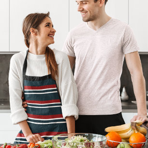Tablier Bleu Rouge uniforme rayures