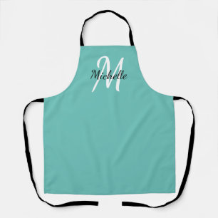 Tablier Bleu Simple Monogramme Classic Trendy Apron