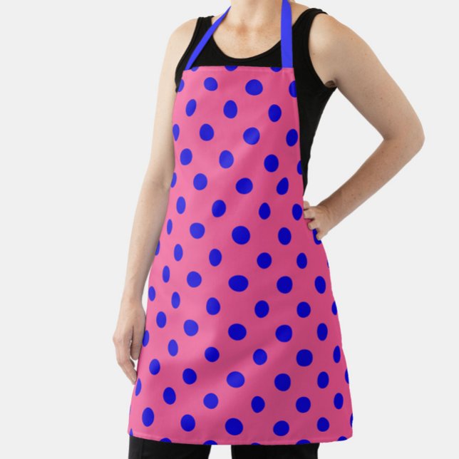 Tablier Bleu sur rose Pois design Motif (Créateur téléchargé)