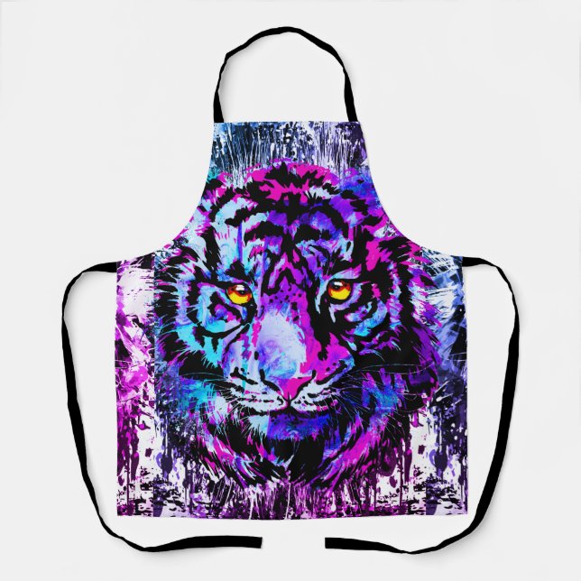 Tablier bleu - Tiger Dessin (Recto)