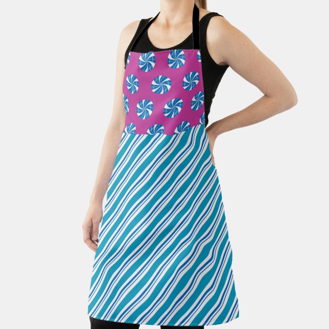 TABLIER BLEUE & ROSE VACANCES PEPPERMINT CANDY & STRIPES (Insitu)