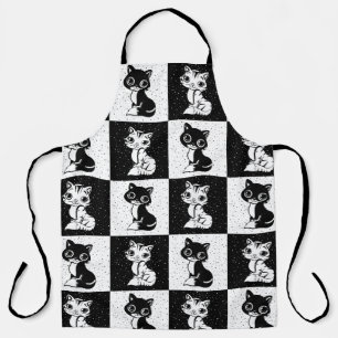 Tablier Bloc de monogramme noir blanc pour chat
