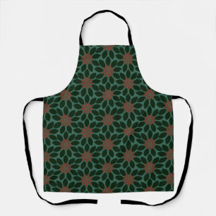 Tablier Bloc Imprimer Carrelage Fleurs vert foncé rouge