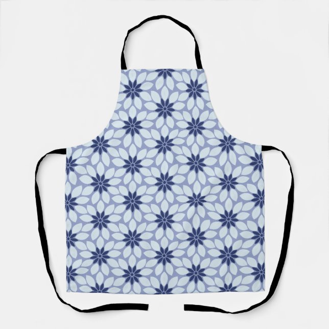 Tablier Blocage Imprimer Carrelage Fleurs bleues (Recto)