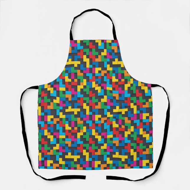 Tablier Blocs Rétro Tetris Motif Sans Couture (Recto)