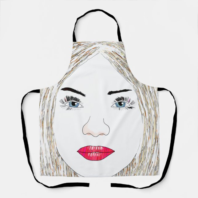 Tablier Blonde Face Line Art Apron (Recto)