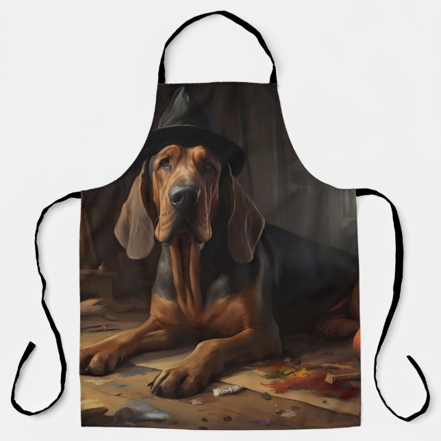 Tablier Bloodhound Citrouilles Halloween effrayant (Recto)