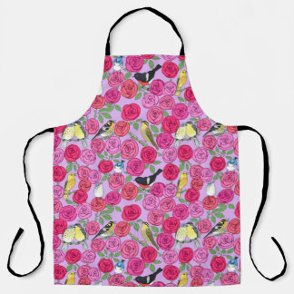 Tablier blouson et roses sur lavande