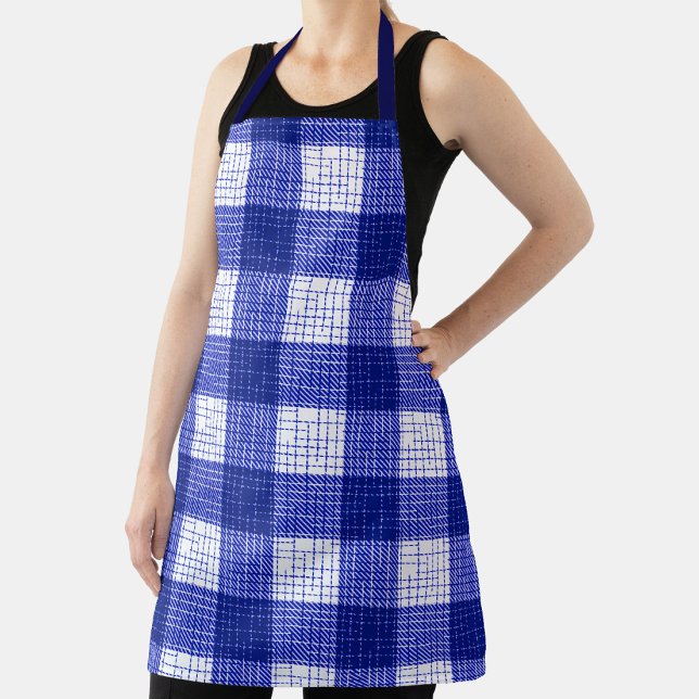 Tablier Blue and White Bold Checkered Plaid Design  (Créateur téléchargé)