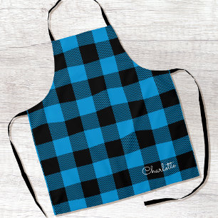 Tablier Blue Buffalo Plaid Nom personnalisé Russe Noël