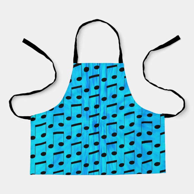 Tablier Blue Dyed Musical Notes, Kids Full Print Apron (Recto)
