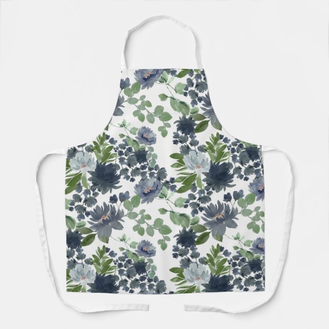 Tablier Blue Floral All-Over Print Apron (Recto)