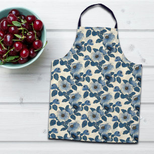 Tablier Blue Floral Gold Parties scintillant japonais Ukiy