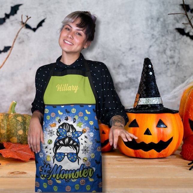 Tablier Blue Green Funny Momster d'Halloween (Blue Green Funny Halloween Momster Apron)