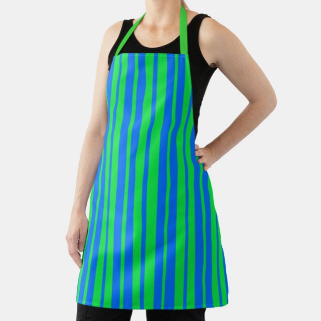 Tablier Blue Green Stylish Stripes Pattern Design  (Créateur téléchargé)