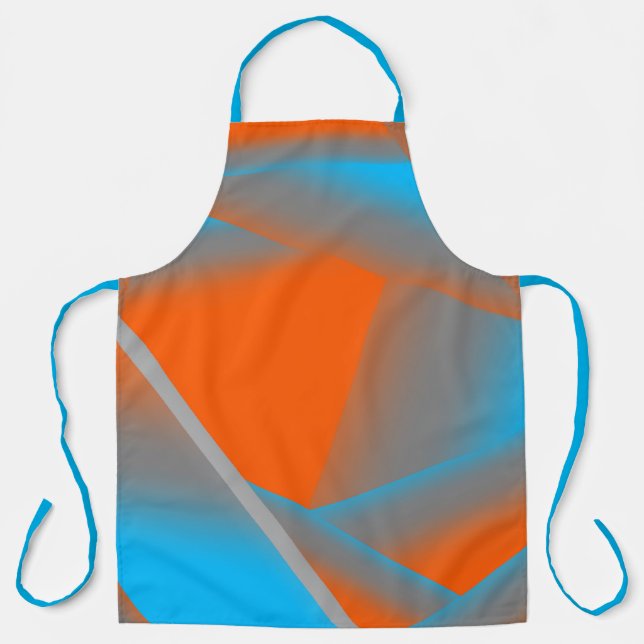Tablier Blue Grey Orange Ombre Géométrique Art Abstrait (Recto)