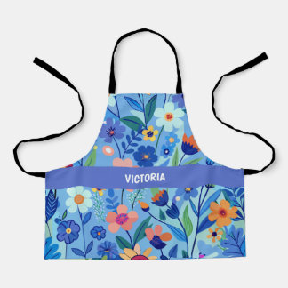 Tablier Blue Meadow Floral Pastel Motif personnalisé