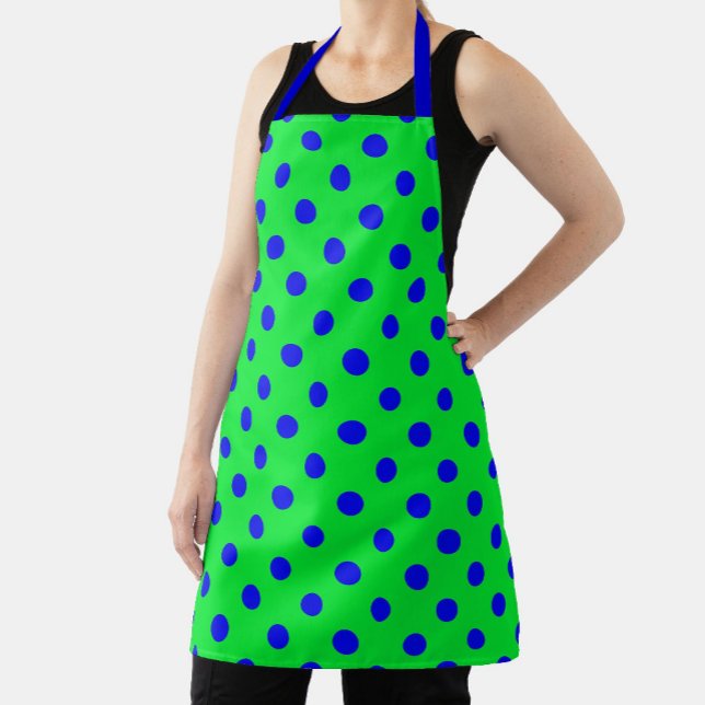 Tablier Blue On Green Polka Dots Pattern Design  (Créateur téléchargé)