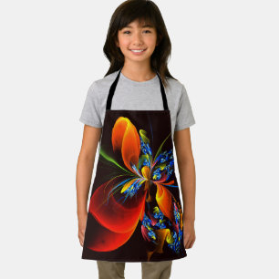 Tablier Blue Orange Floral Moderne Art Abstrait Motif #03