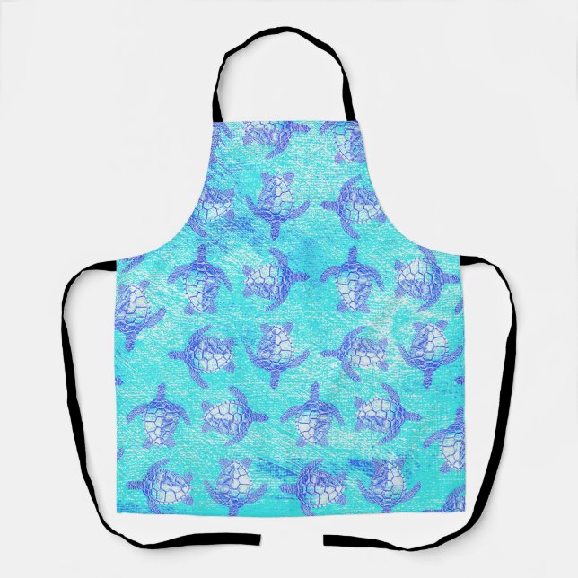 Tablier Blue Sea Turtle Print (Recto)