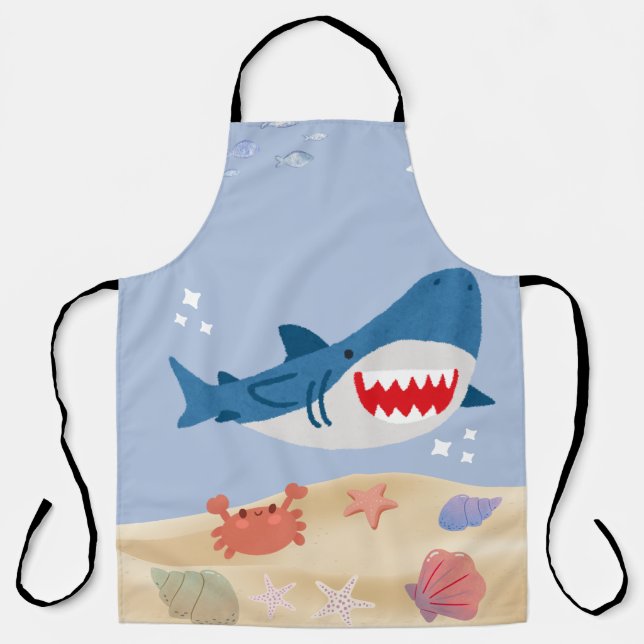 Tablier Blue Shark Ocean Theme Apron – Cute Marine Life Co (Recto)