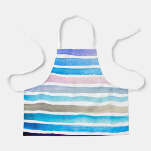 Tablier Blue watercolor stripes painted