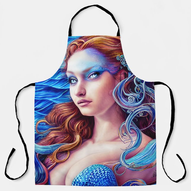 Tablier Blue Wave Goddess Ocean World Imaginaire Art (Recto)