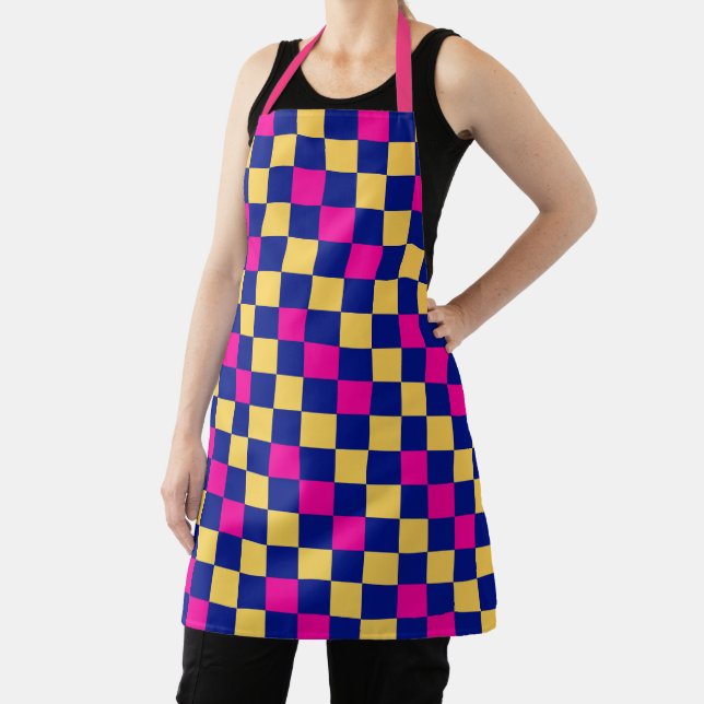 Tablier Blue Yellow Pink Checkered Pattern Design  (Insitu)