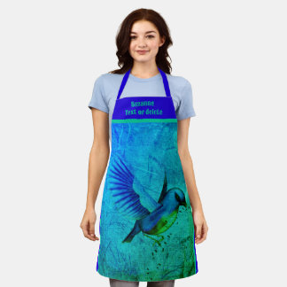 Tablier Bluebird Abstrait Animal Art Personnalisé