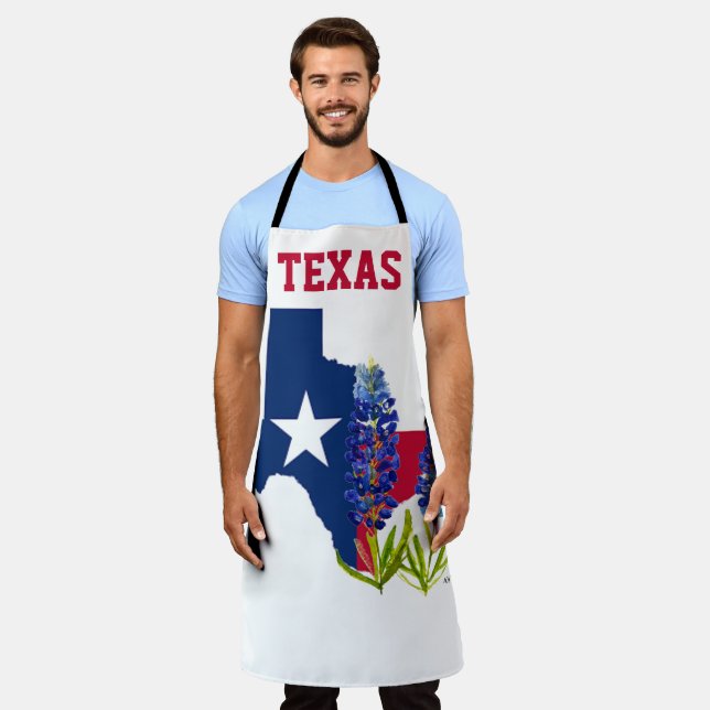 Tablier Bluebonnets Fleurs Bleues Texas Texan State Floral (Porté)