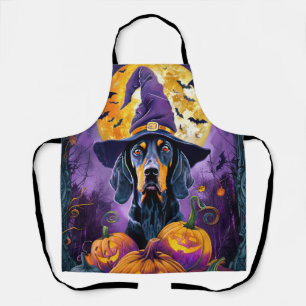 Tablier Bluetick Coonhound effrayant Halloween Sorcière Ci